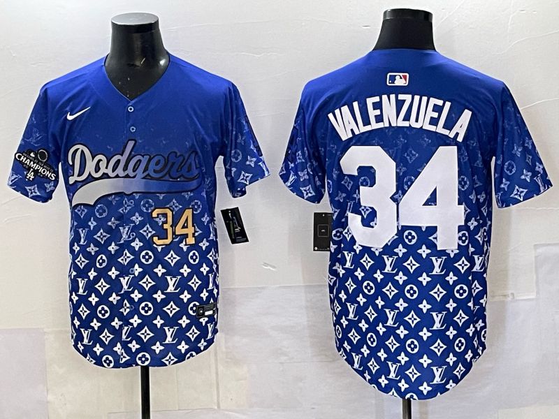 Men Los Angeles Dodgers #34 Valenzuela Blue Nike 2025 MLB jersey 04->los angeles dodgers->MLB Jersey